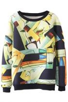 Oasap Stylish Vase Print Long Sleeve Sweatshirt