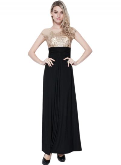 Oasap Women's Floral Print Paneled Slim Fit Prom Dress