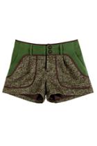 Oasap Vintage Block Color Medium Waistline Shorts