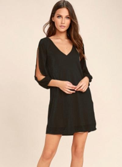 Oasap Fashion V Neck Cut Out Sleeve Dress
