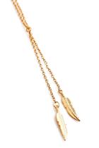 Oasap Golden Tone Two Leaves Pendent Necklace