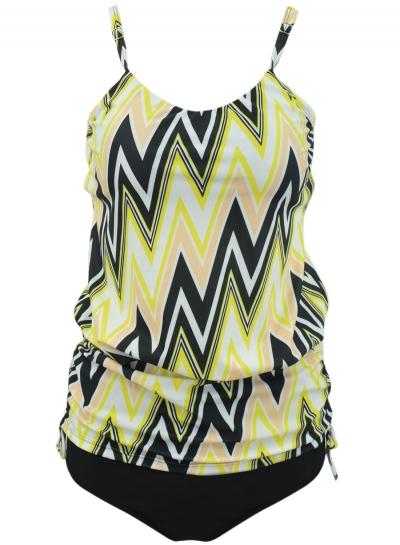 Oasap Women's Color Block Chevron Print Spaghetti Strap Swimsuit