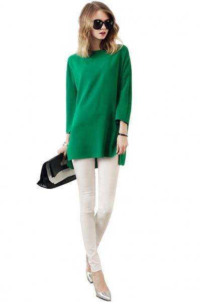 Oasap Green Top White Skinny Pants Matching Sets