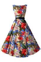 Oasap Fabulous Floral Scoop Neck Swing Dress