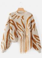 Oasap Fashion Irregular Knit Sweater With Tassel