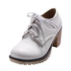 Oasap Vintage Block Heels Round Toe Solid Color Shoes