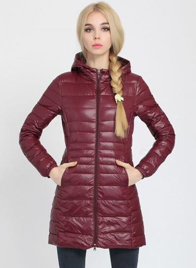 Oasap Solid Long Sleeve Slim Fit Hooded Down Coat
