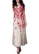 Oasap Women's Vintage Floral Embroidery Graphic Mesh Prom Dress