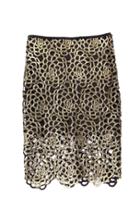 Oasap Gold-tone Embroidered Lace Look Skirt