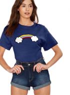 Oasap Street Style Rainbow Print Tee Shirt