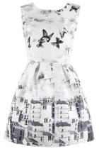 Oasap Vintage Butterfly Printing A-line Dress