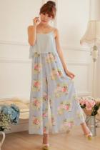 Oasap Overlay Floral Chiffon Jumpsuit
