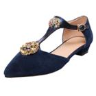 Oasap Pointed Toe Rhinestone T-strap Flat Heels Shoes