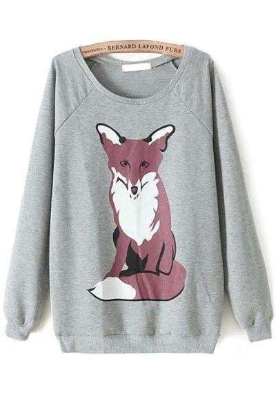 Oasap Classic Wolf Print Woman Sweatshirt