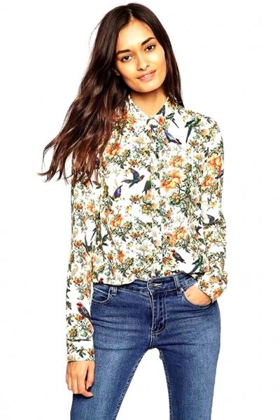 Oasap Classic Demure Floral Print Blouse