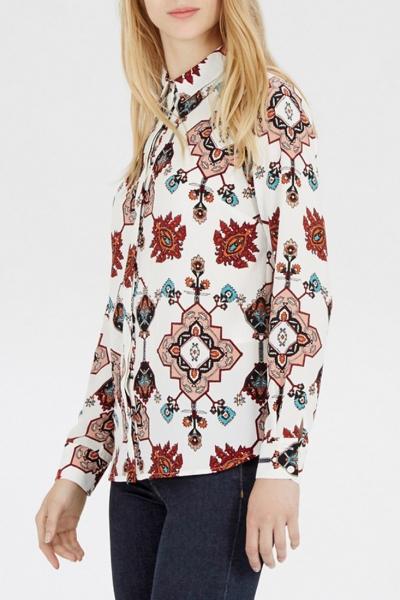 Oasap National Wind Printing Button Down Shirt