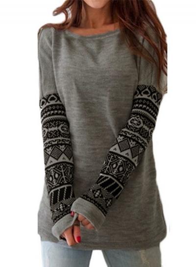 Oasap Fashion Geo Printed Loose Fit Pullover Tee