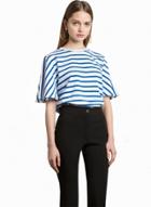 Oasap Navy Style Loose Stripped Tee Shirt