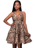 Oasap Deep V Neck Sleeveless Jacquard Skater Party Dress