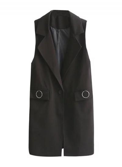 Oasap Fashion Sleeveless Single Button Vest Outwear