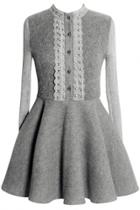 Oasap Thermal Grey Fur Knit Paneled Winter Dress