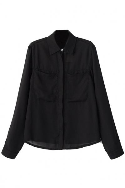 Oasap Elegant Solid Button Down Woman Blouse