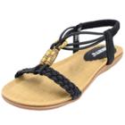 Oasap Women's Slingback Beading Ankle Strap Flat Sandals