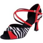 Oasap Peep Toe Zebra-stripe Dance Sandals