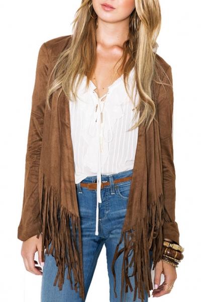 Oasap Chic Tasseled Open Front Coat