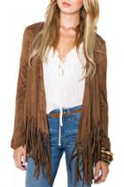 Oasap Chic Tasseled Open Front Coat