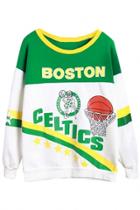 Oasap Boston Celtics Pattern Basktball Sweatshirt