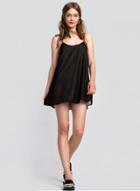 Oasap Simple V Neck Lace-up Slip Dress