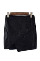 Oasap Faux Leather Zipped Mini Skirt
