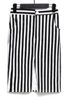 Oasap Striped Front Slit Pencil Skirt