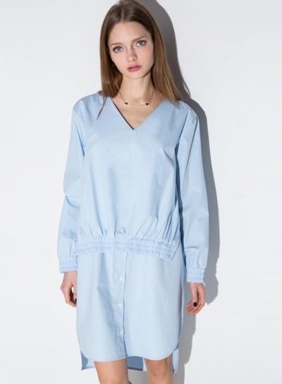 Oasap Women's Ruchedv Neck Shirt Dress