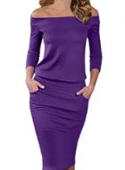 Oasap Women's Solid Slash Neck Off Shoulder Bodycon Pencil Dress