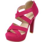 Oasap Open Toe Platform Cross Strap High Heels Sandals
