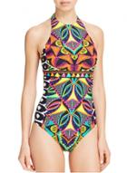 Oasap Halter Backless Printed One Piece Swimsuit