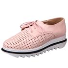 Oasap Casual Round Toe Lace Up Flat Shoes