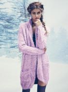 Oasap Mohair Longline Pocket Cardigan
