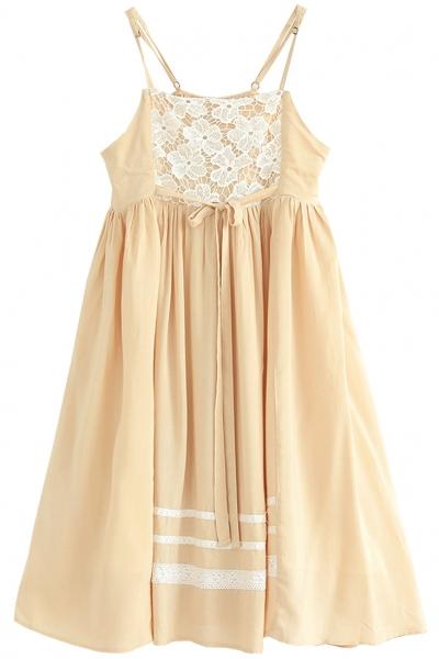 Oasap Lovely Lace Pleated Mini Suspender Dress