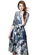 Oasap Half Sleeve Floral Printed A-line Party Dress