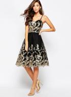 Oasap Spaghetti Strap Lace Embroidered Party Dress