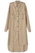 Oasap Chic Button Down High Low Trench Coat