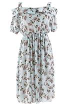 Oasap Sweet Floral Print Off Shoulder Midi Dress
