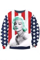 Oasap Star Stripe Monroe-print Sweatshirts