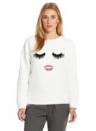 Oasap Fashion Eyelash Lip Printed Pullover Sweatshirt
