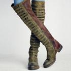Oasap Block Heels Hollow Out Over-the-knee Boots