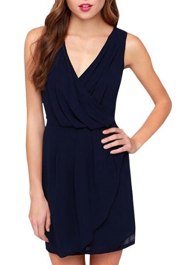 Oasap Women's Sleeveless Back Cross Chiffon Mini Club Dress