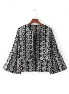 Oasap Flare Sleeve Embroidery Open Front Coats